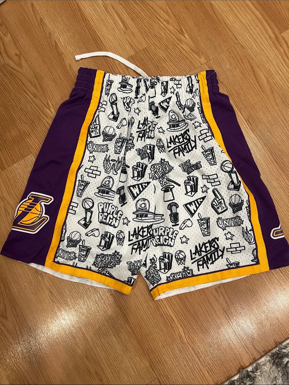NBA Hardwood Classics White and Black Doodle Basketball Shorts